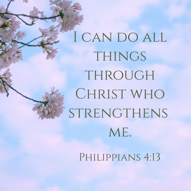 I can do all things through Christ who strengthens me. - Philippians 4:13