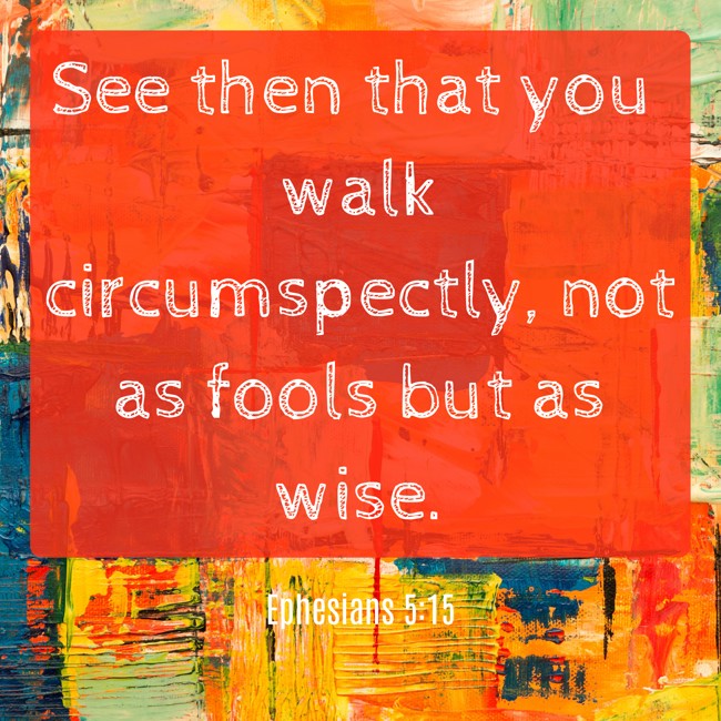 See then that you walk circumspectly, not as fools but as wise. - Ephesians 5:15
