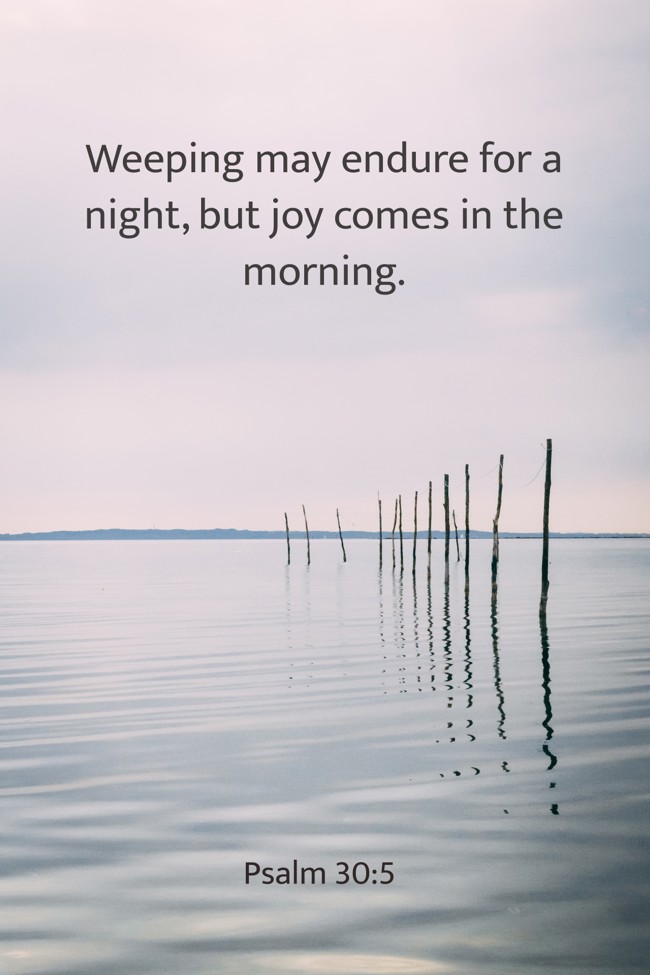 Weeping may endure for a night, but joy comes in the morning. - Psalm 30:5