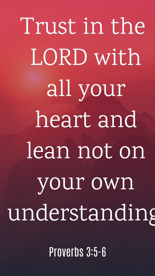 Trust in the LORD with all your heart and lean not on your own understanding. - Proverbs 3:5-6