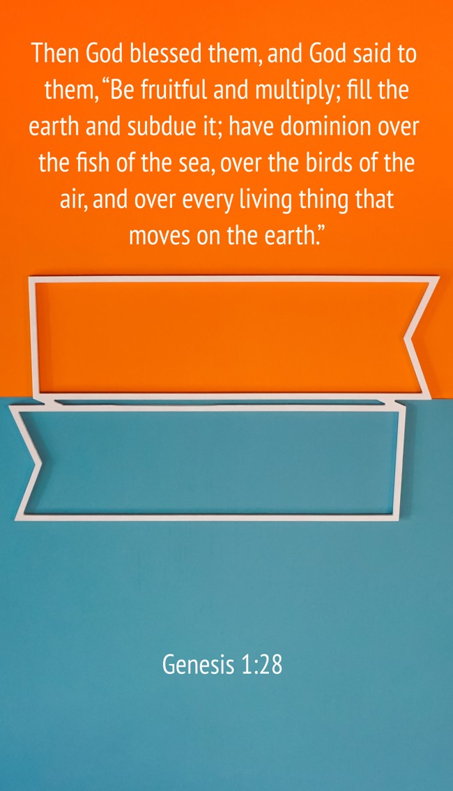  Then God blessed them, and God said to them, “Be fruitful and multiply; fill the earth and subdue it; have dominion over the fish of the sea, over the birds of the air, and over every living thing that moves on the earth.”   - Genesis 1:28 