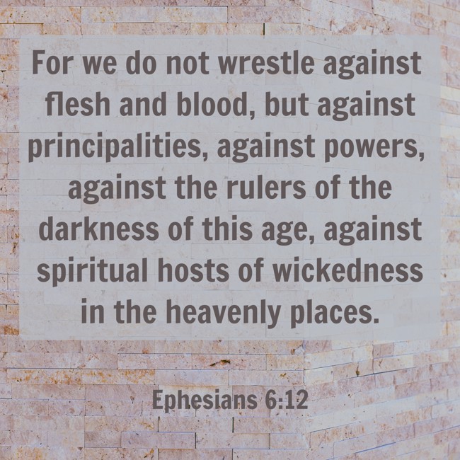 For we do not wrestle against flesh and blood, but against principalities, against powers, against the rulers of the darkness of this age, against spiritual hosts of wickedness in the heavenly places. - Ephesians 6:12