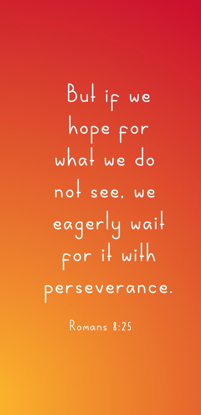 But if we hope for what we do not see, we eagerly wait for it with perseverance. - Romans 8:25