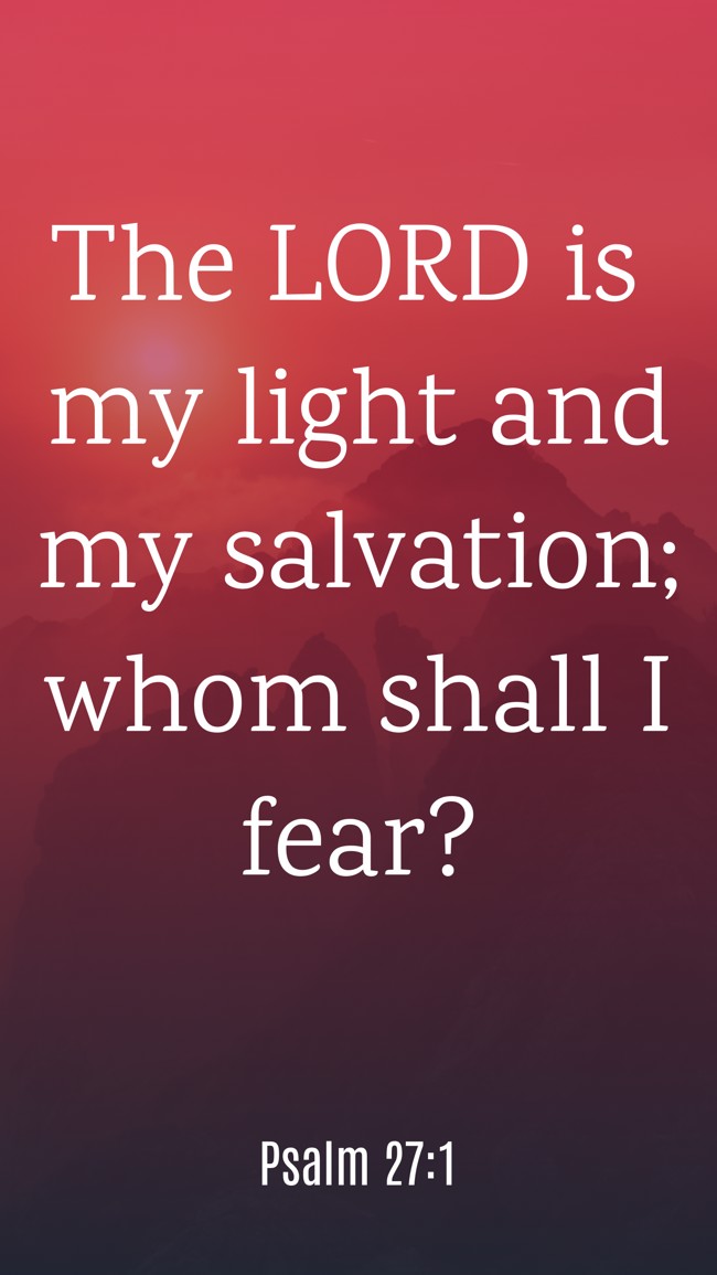 The LORD is my light and my salvation; whom shall I fear? - Psalm 27:1