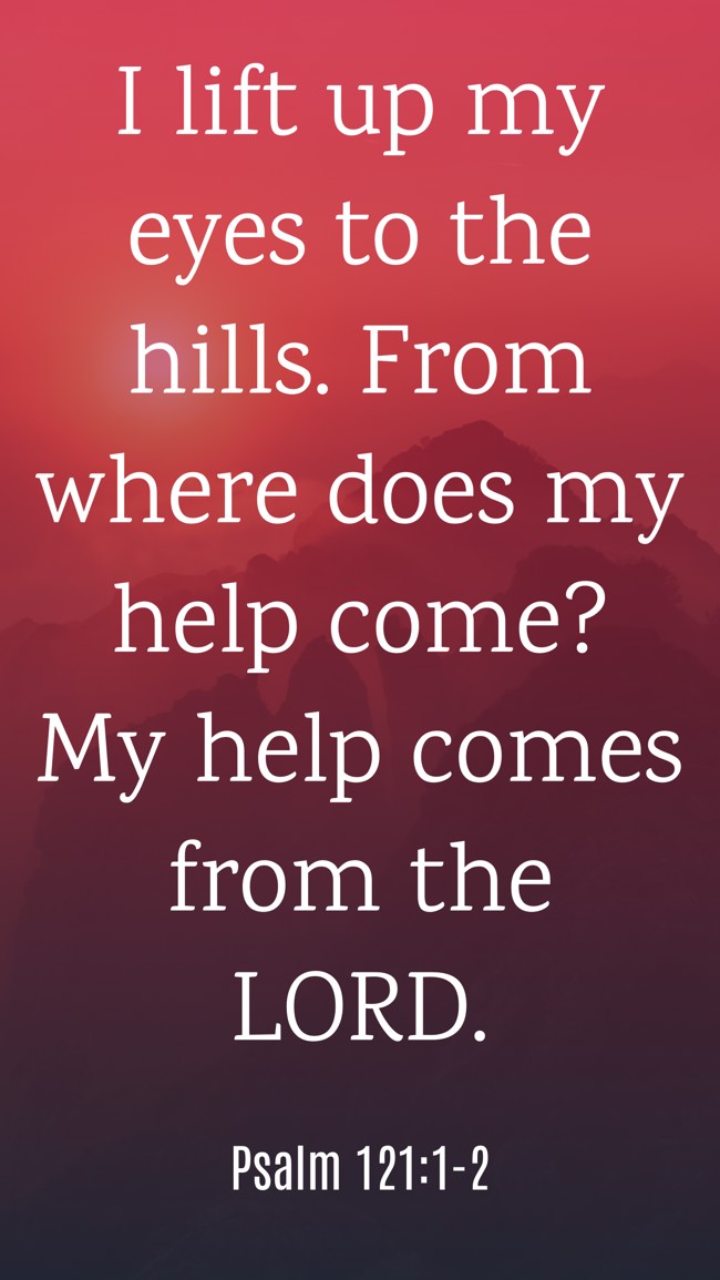 I lift up my eyes to the hills. From where does my help come? My help comes from the LORD. - Psalm 121:1-2