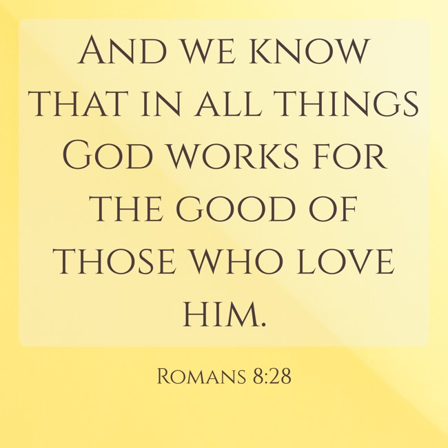 And we know that in all things God works for the good of those who love him. - Romans 8:28