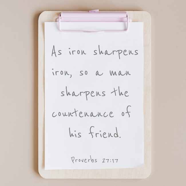 As iron sharpens iron, so a man sharpens the countenance of his friend. - Proverbs 27:17