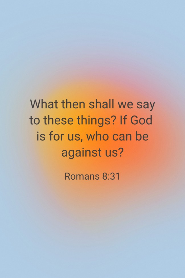 What then shall we say to these things? If God is for us, who can be against us? - Romans 8:31