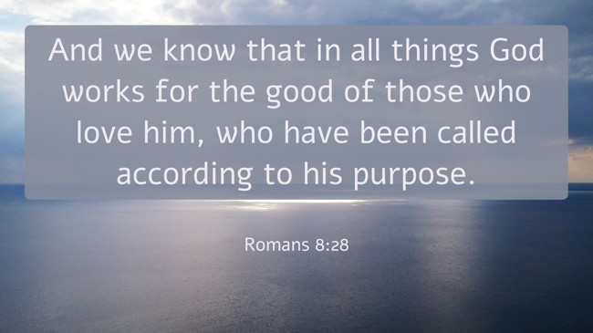 And we know that in all things God works for the good of those who love him, who have been called according to his purpose. - Romans 8:28