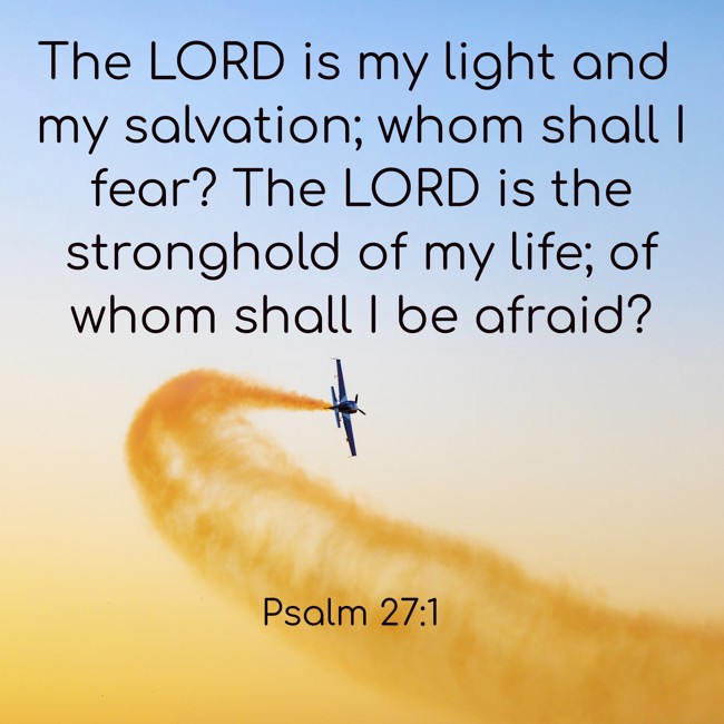 The LORD is my light and my salvation; whom shall I fear? The LORD is the stronghold of my life; of whom shall I be afraid? - Psalm 27:1