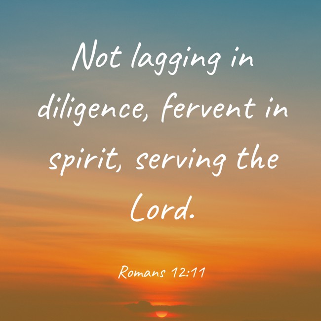 Not lagging in diligence, fervent in spirit, serving the Lord. - Romans 12:11