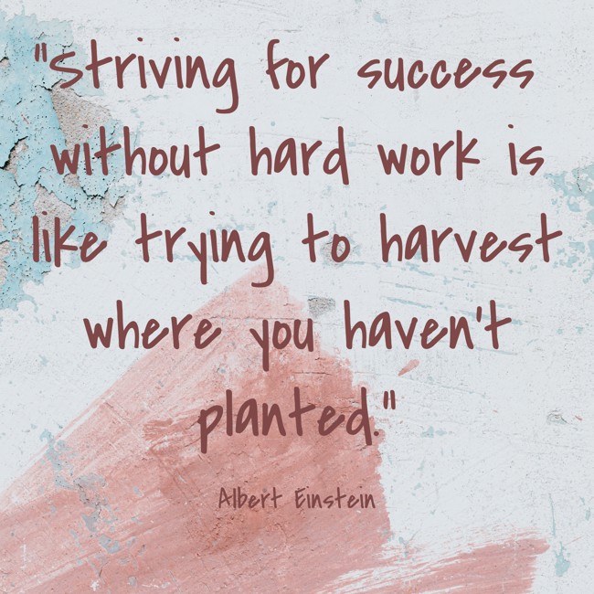 Striving for success without hard work is like trying to harvest where you haven’t planted. - Albert Einstein