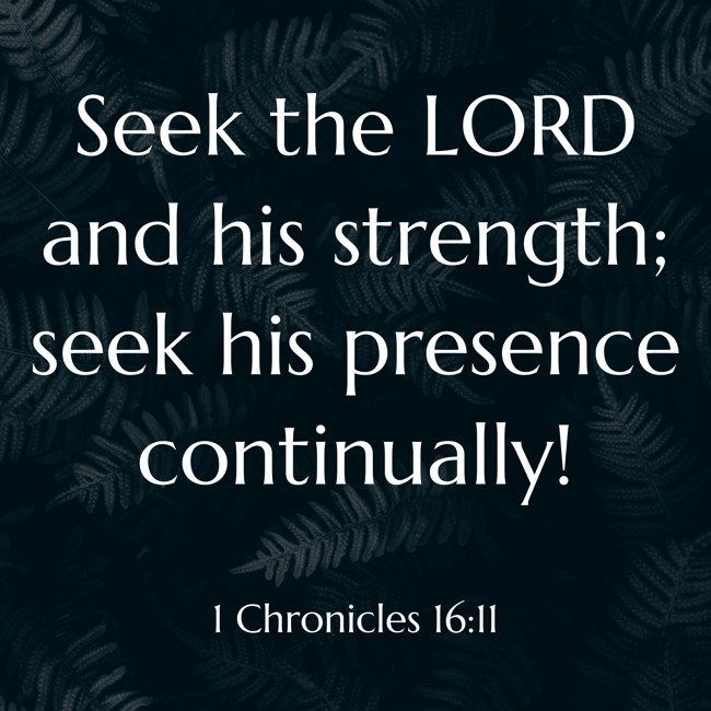 Seek the LORD and his strength; seek his presence continually! - 1 Chronicles 16:11