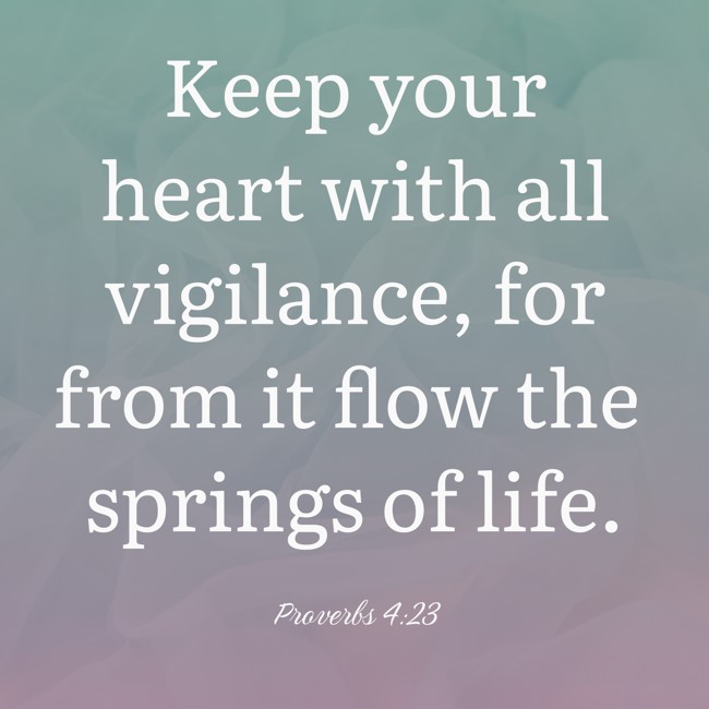 Keep your heart with all vigilance, for from it flow the springs of life. - Proverbs 4:23
