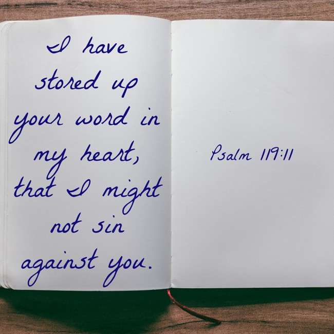 I have stored up your word in my heart, that I might not sin against you. - Psalm 119:11