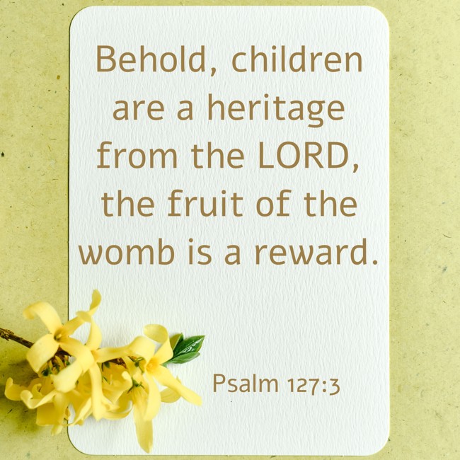 Behold, children are a heritage from the LORD, the fruit of the womb is a reward. - Psalm 127:3