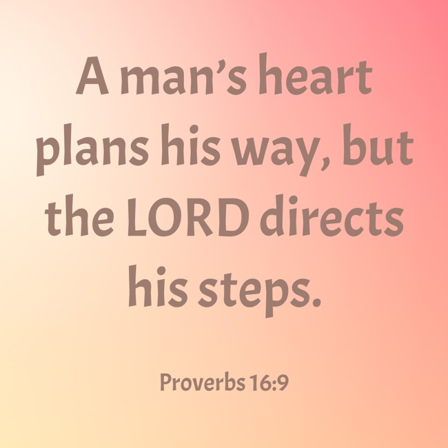 A man’s heart plans his way, but the LORD directs his steps. - Proverbs 16:9