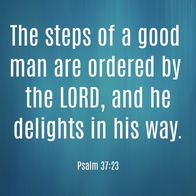 The steps of a good man are ordered by the LORD, and he delights in his way. - Psalm 37:23