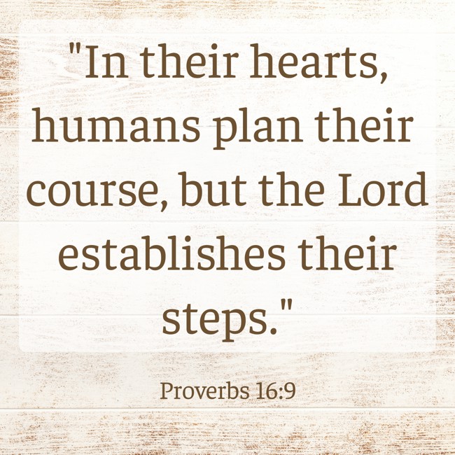 In their hearts, humans plan their course, but the Lord establishes their steps. - Proverbs 16:9