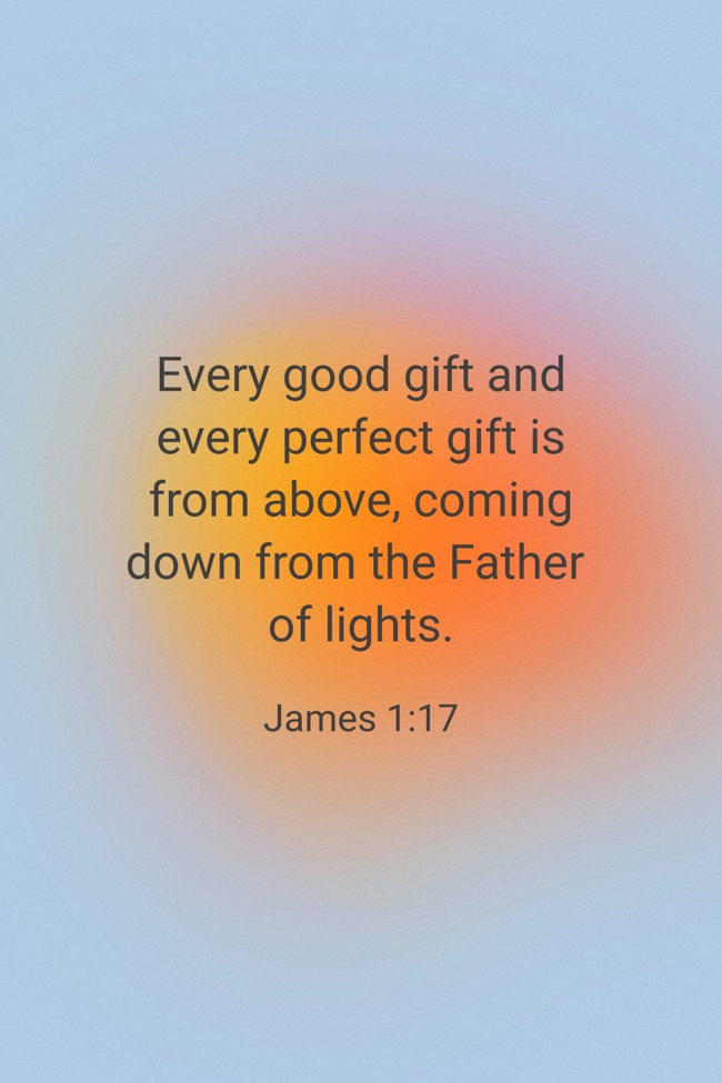 Every good gift and every perfect gift is from above, coming down from the Father of lights. - James 1:17