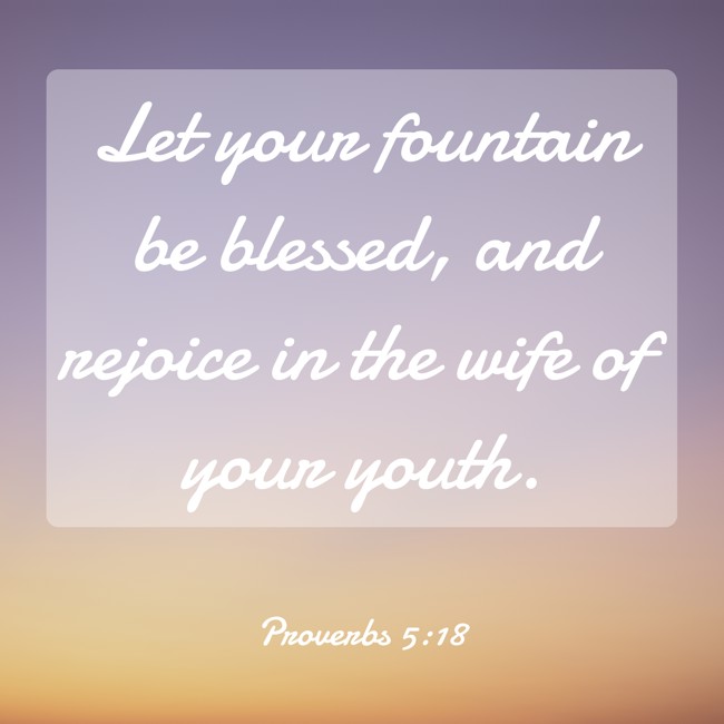 Let your fountain be blessed, and rejoice in the wife of your youth. - Proverbs 5:18