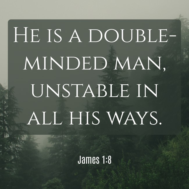 He is a double-minded man, unstable in all his ways. - James 1:8