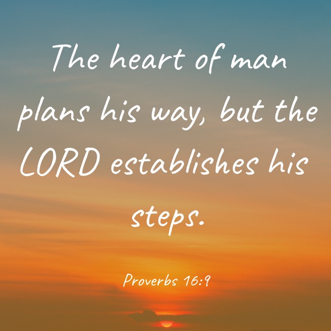 The heart of man plans his way, but the LORD establishes his steps. - Proverbs 16:9