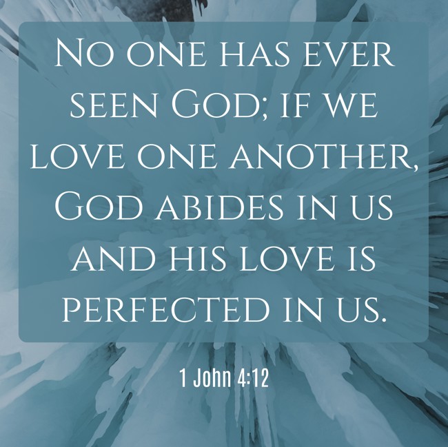 No one has ever seen God; if we love one another, God abides in us and his love is perfected in us. - 1 John 4:12
