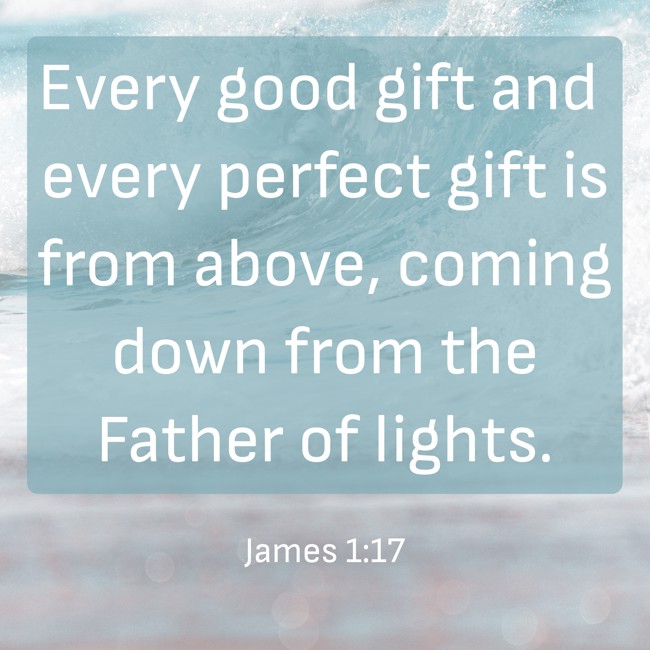 Every good gift and every perfect gift is from above, coming down from the Father of lights. - James 1:17