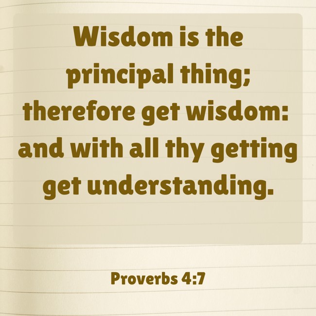 Wisdom is the principal thing; therefore get wisdom: and with all thy getting get understanding. - Proverbs 4:7