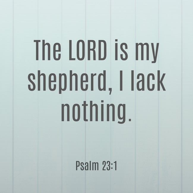 The LORD is my shepherd, I lack nothing. - Psalm 23:1