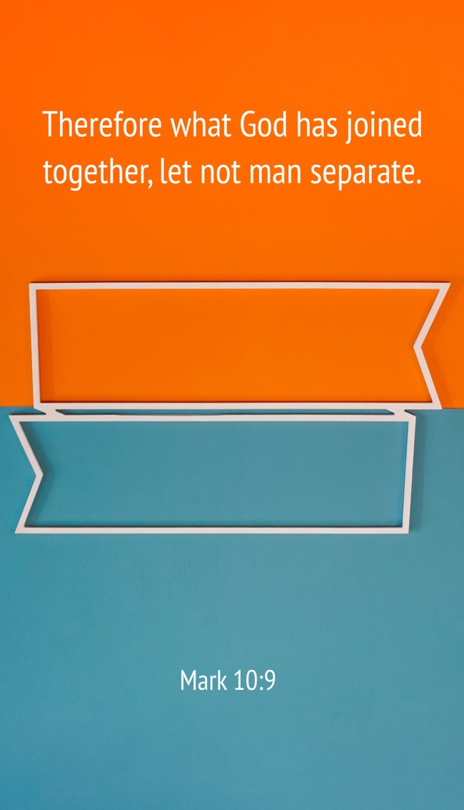 Therefore what God has joined together, let not man separate. - Mark 10:9