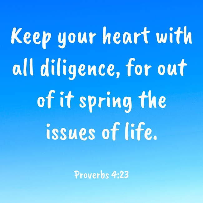  Keep your heart with all diligence, for out of it spring the issues of life.   - Proverbs 4:23 