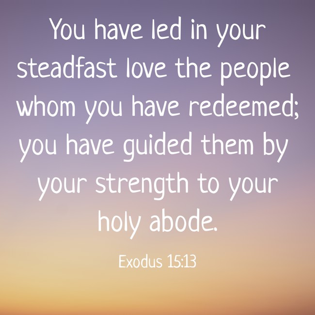 You have led in your steadfast love the people whom you have redeemed; you have guided them by your strength to your holy abode. - Exodus 15:13