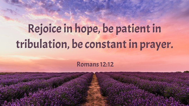 Rejoice in hope, be patient in tribulation, be constant in prayer. - Romans 12:12