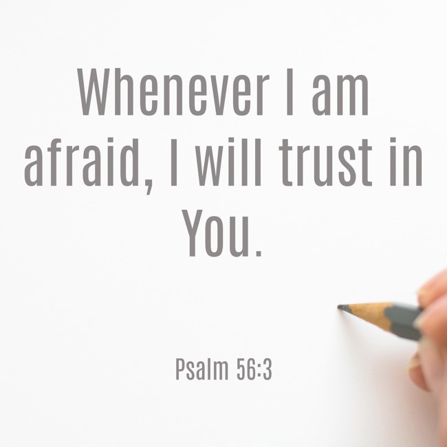 Whenever I am afraid, I will trust in You. - Psalm 56:3