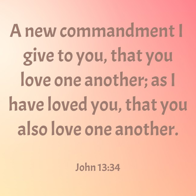 A new commandment I give to you, that you love one another; as I have loved you, that you also love one another. - John 13:34