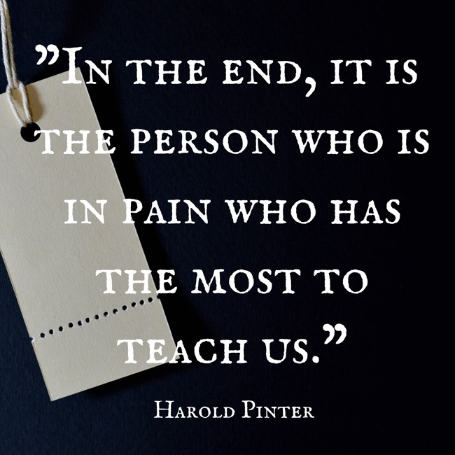 In the end, it is the person who is in pain who has the most to teach us. - Harold Pinter