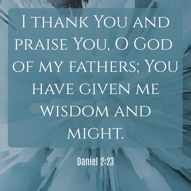 I thank You and praise You, O God of my fathers; You have given me wisdom and might. - Daniel 2:23