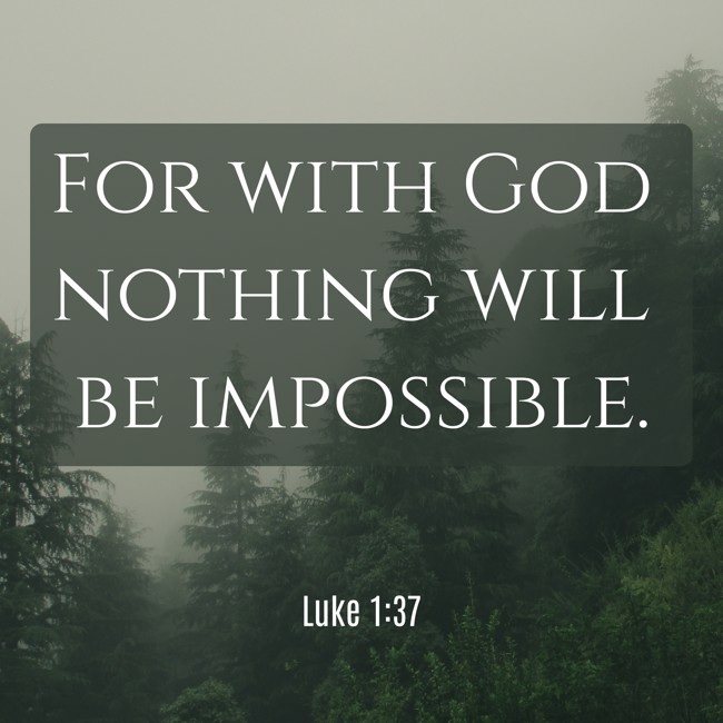 For with God nothing will be impossible. - Luke 1:37
