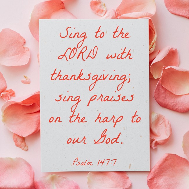 Sing to the LORD with thanksgiving; sing praises on the harp to our God. - Psalm 147:7