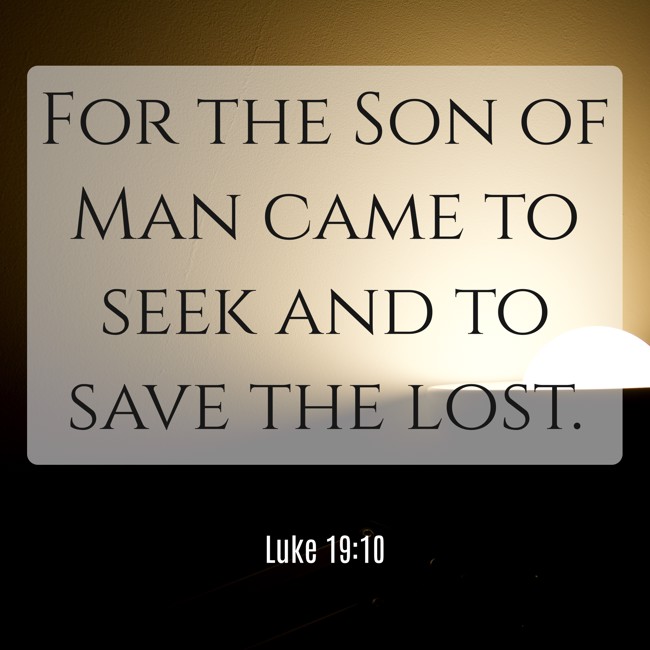 For the Son of Man came to seek and to save the lost. - Luke 19:10