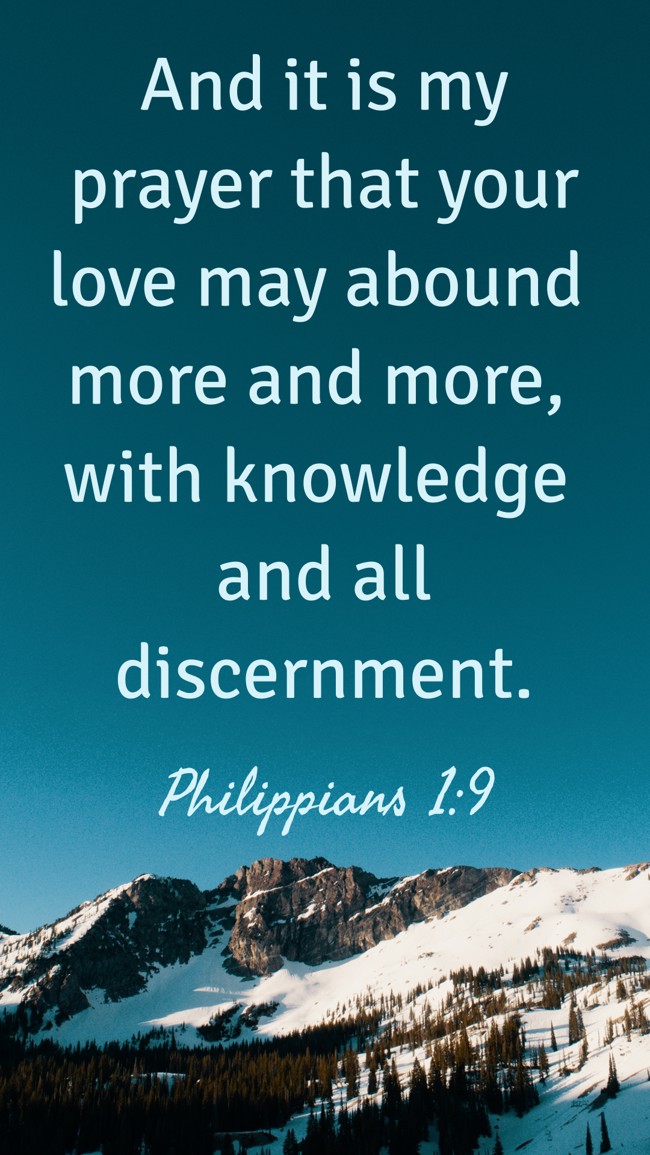And it is my prayer that your love may abound more and more, with knowledge and all discernment. - Philippians 1:9