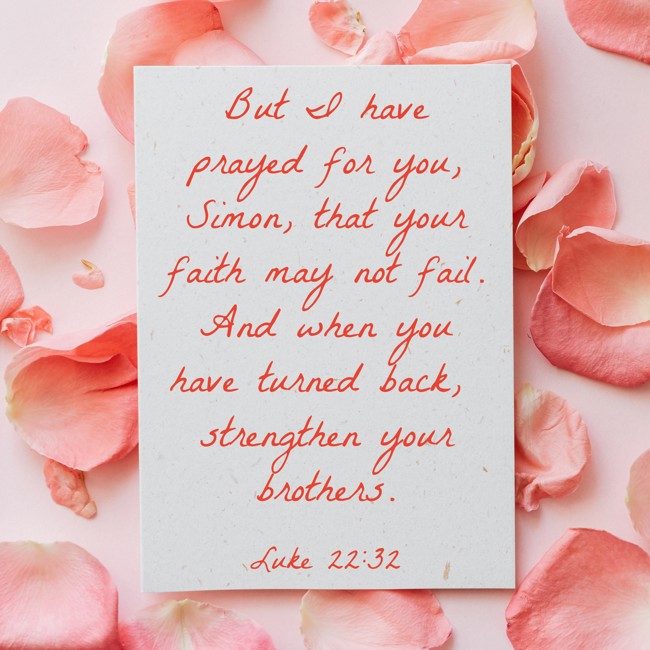 But I have prayed for you, Simon, that your faith may not fail. And when you have turned back, strengthen your brothers. - Luke 22:32