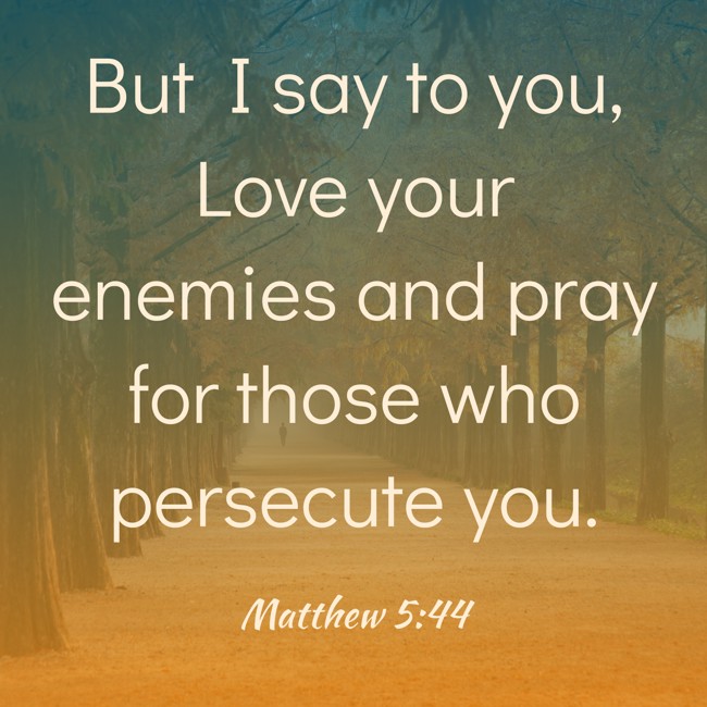 But I say to you, Love your enemies and pray for those who persecute you. - Matthew 5:44