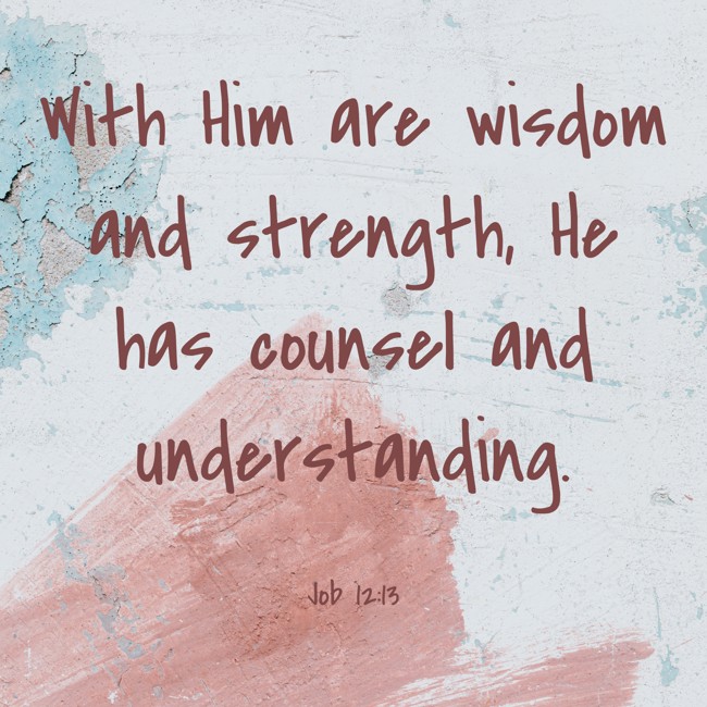 With Him are wisdom and strength, He has counsel and understanding. - Job 12:13