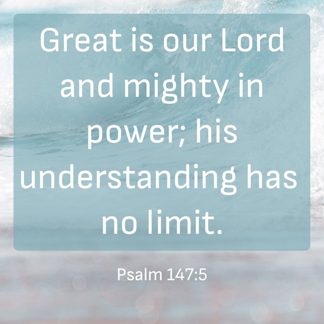 Great is our Lord and mighty in power; his understanding has no limit. - Psalm 147:5