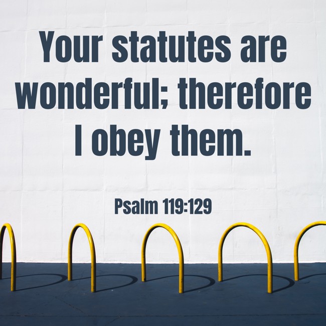 Your statutes are wonderful; therefore I obey them. - Psalm 119:129