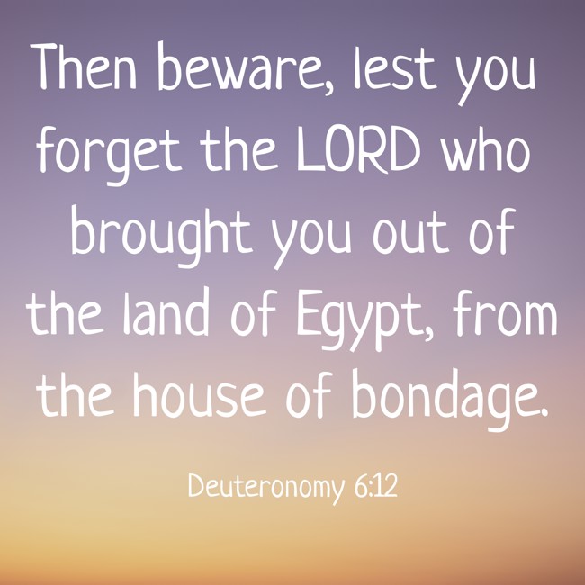 Then beware, lest you forget the LORD who brought you out of the land of Egypt, from the house of bondage. - Deuteronomy 6:12