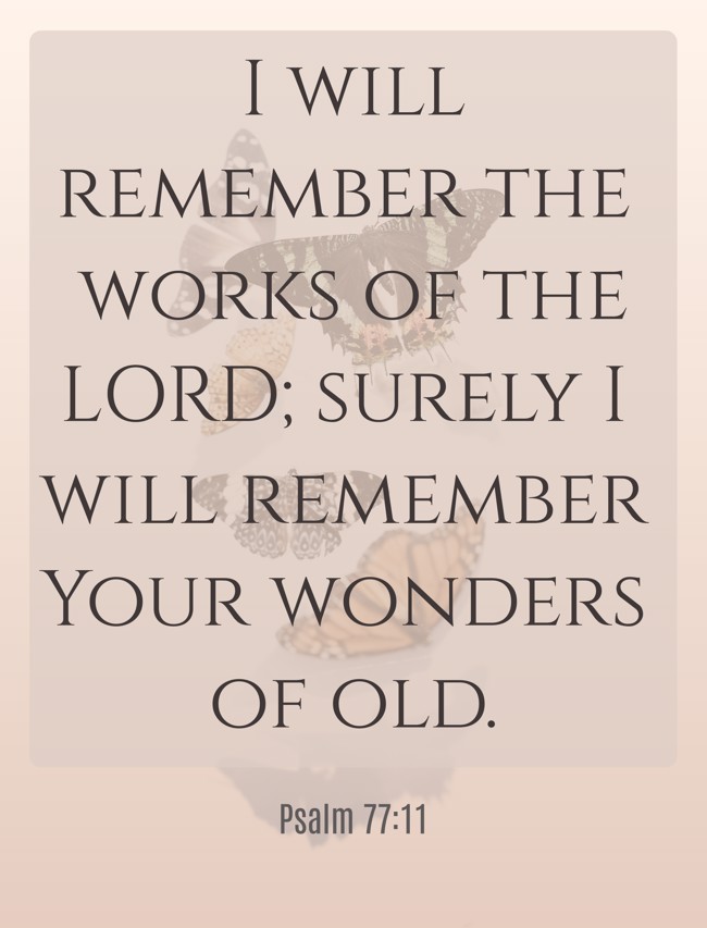 I will remember the works of the LORD; surely I will remember Your wonders of old. - Psalm 77:11